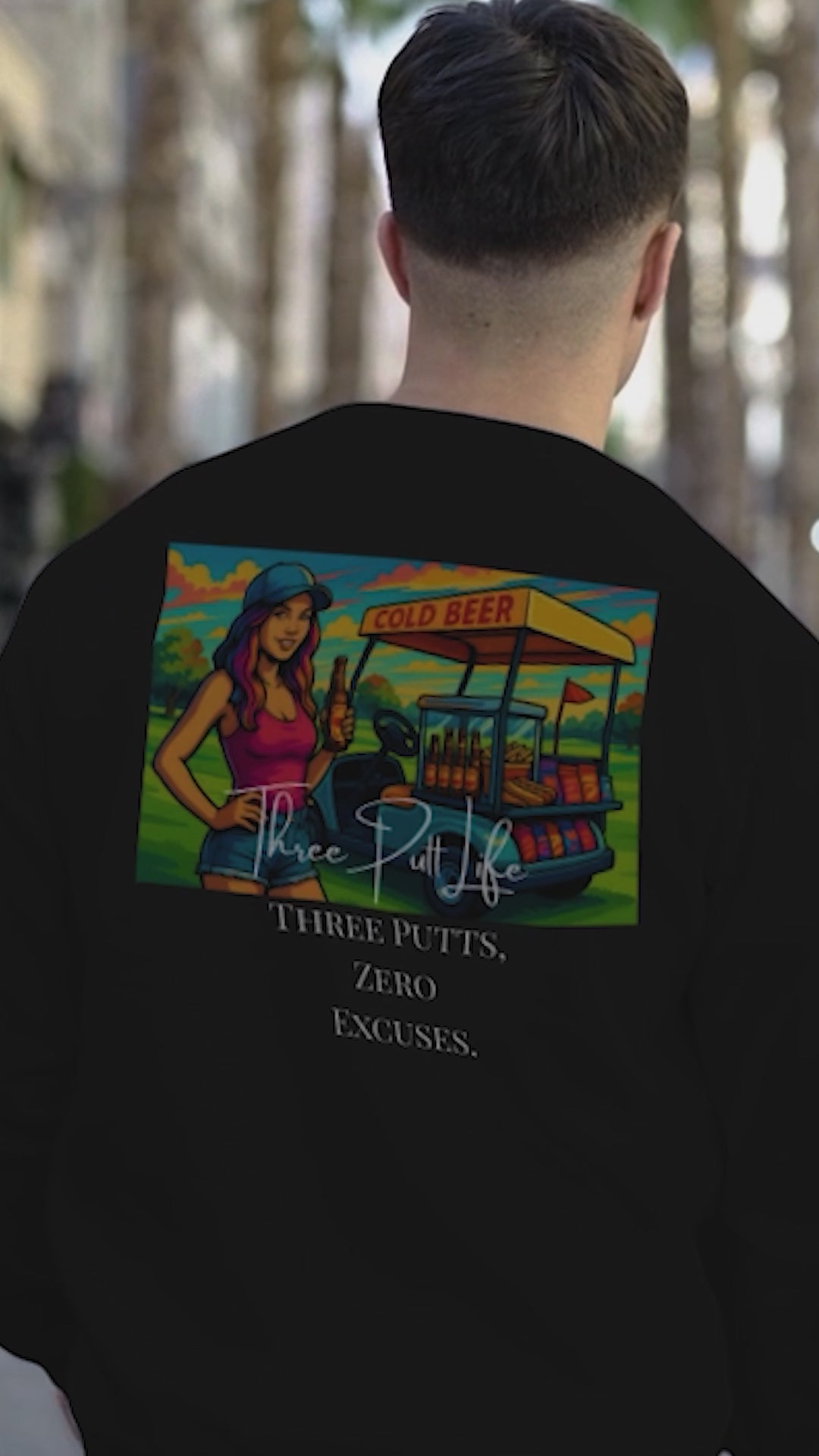 Three Putt Life Bevvy Cart Short Sleeve T-Shirt Vintage Fitted Tri-Blend Fabric