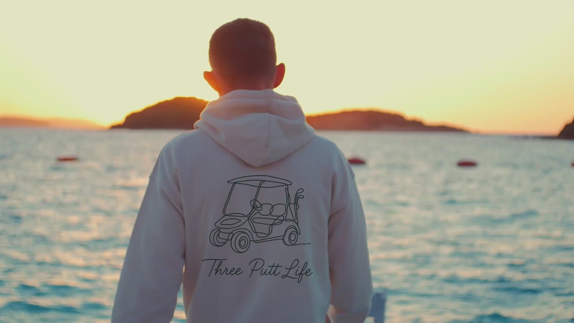 Three Putt Life Single Line Drawing Golf Cart Hoodie